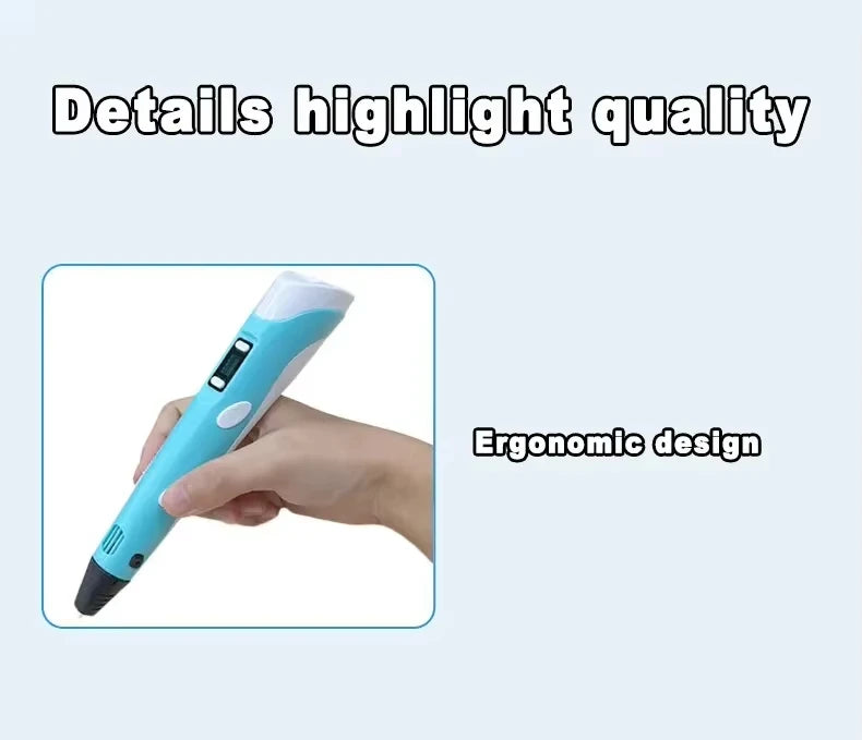 3D Printing Pen Art Drawing Tool LED Temperature Display for Kids Creative Arts Crafts