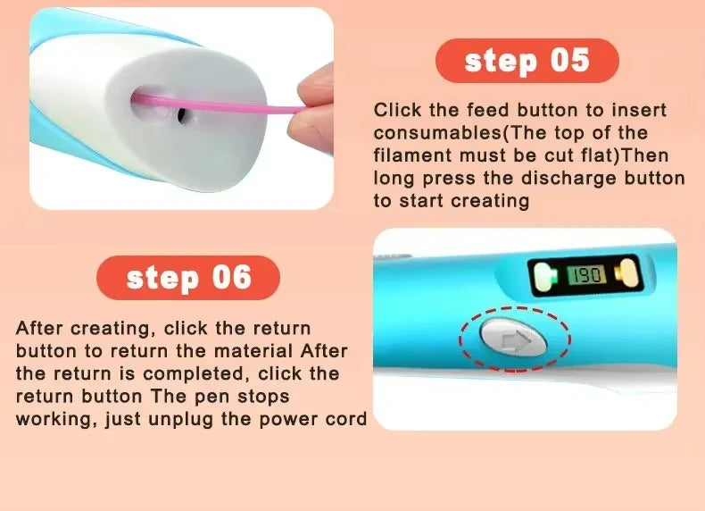3D Printing Pen Art Drawing Tool LED Temperature Display for Kids Creative Arts Crafts - 14