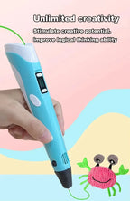 3D Printing Pen Art Drawing Tool LED Temperature Display for Kids Creative Arts Crafts