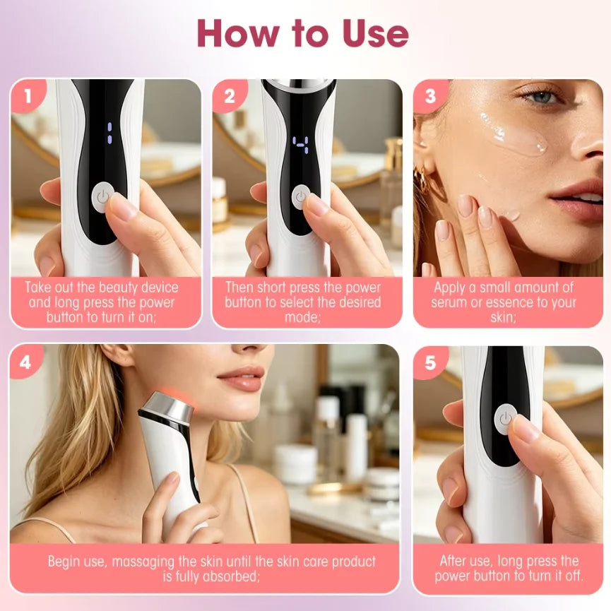 Microcurrent Facial Massager Face Lifting Device LED Skin Tightening Tool for Home Beauty Care