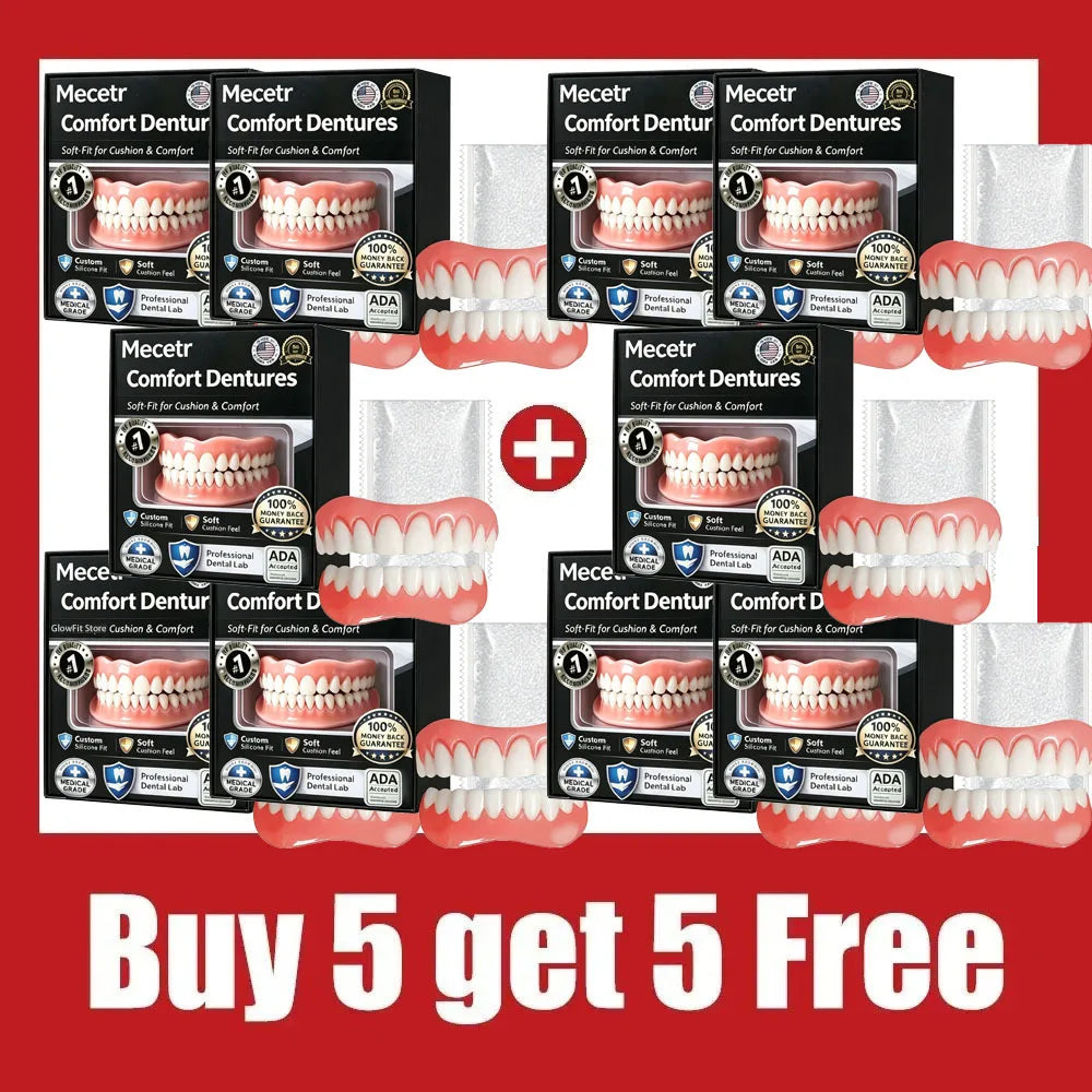 Adjustable Full Mouth Dentures Fake Teeth Cosmetic Veneer for Comfort Fit Adults and Elderly - 8