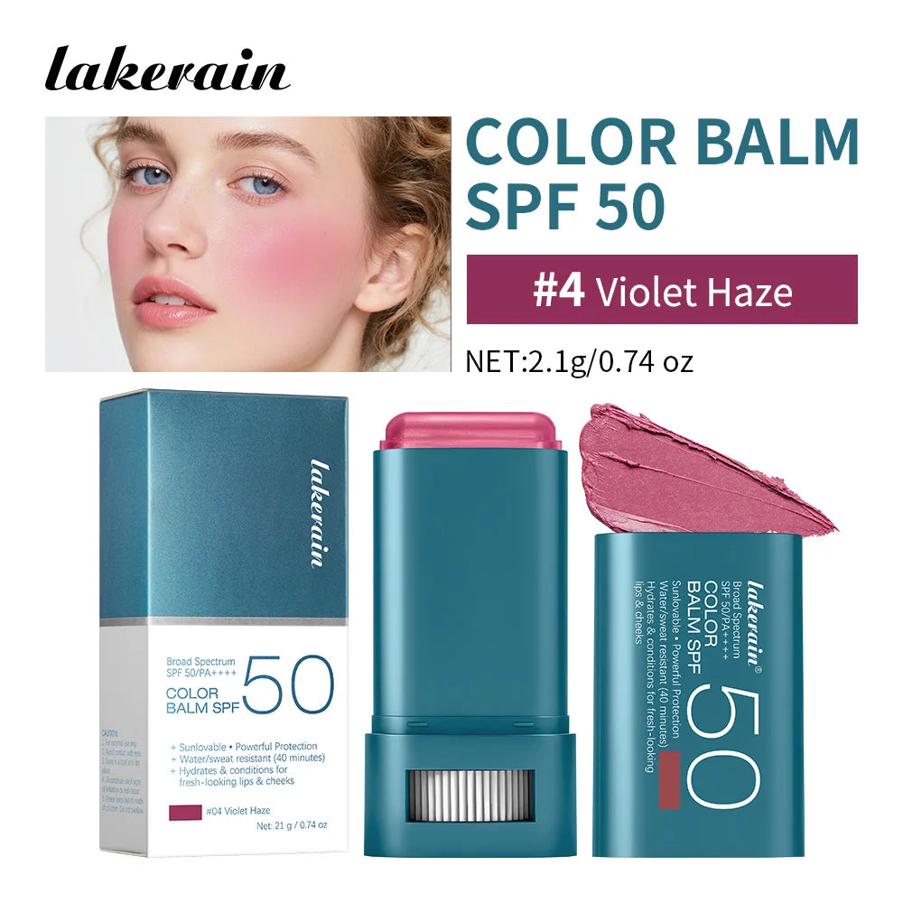 Sunscreen Blush Stick Tinted SPF 50 Cream Face Makeup for Glowing Cheeks - 21