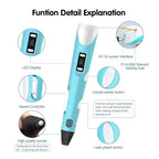 3D Printing Pen Art Drawing Tool LED Temperature Display for Kids Creative Arts Crafts