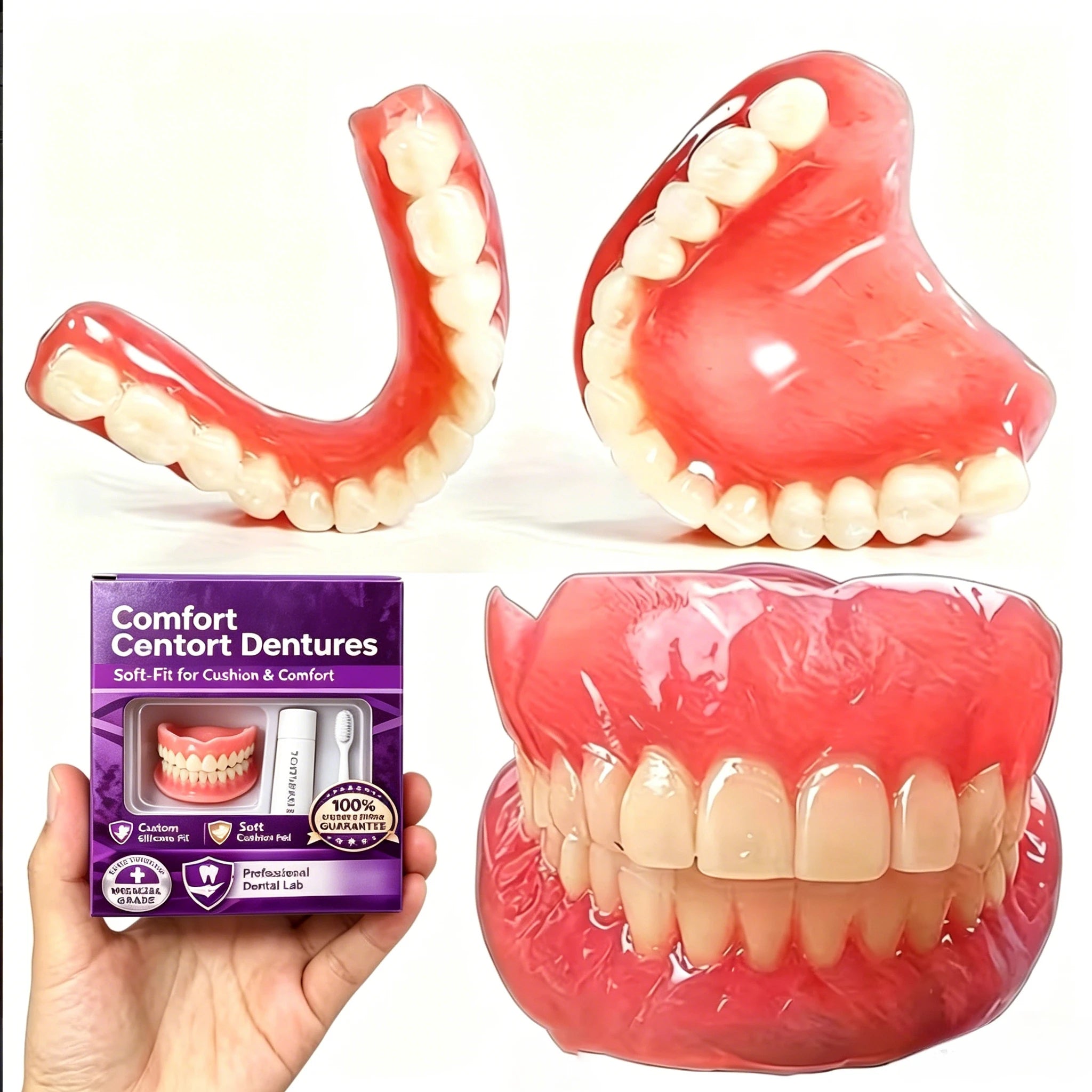 Silicone Dentures Full Set Fake Teeth for Natural Comfort Smile and Oral Beauty Improvement - 1