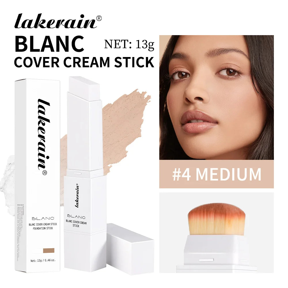 Blanc Cover Cream Stick Waterproof Foundation with Built-in Brush for Daily Natural Makeup - 25