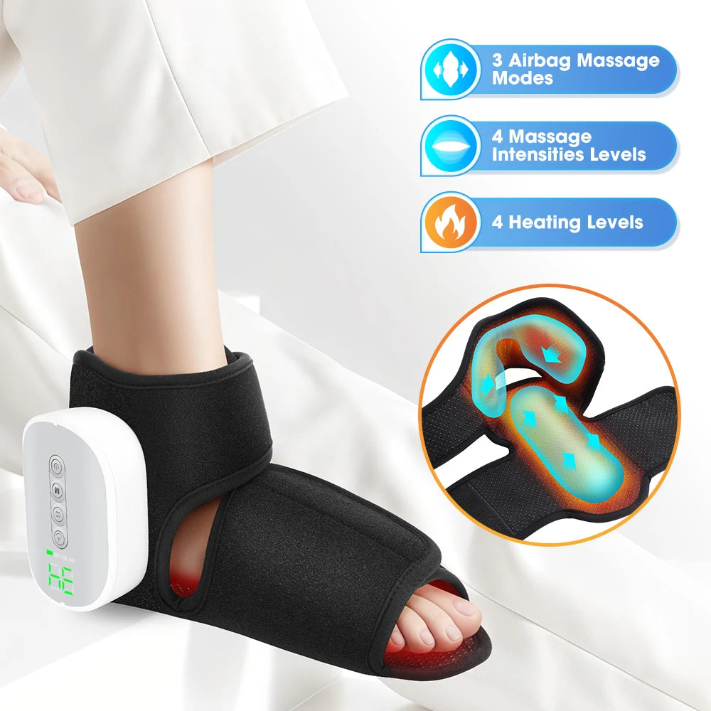 Cordless Foot Ankle Massager Heated Air Compression Wrap for Relaxation Pain Relief Home Use - 7