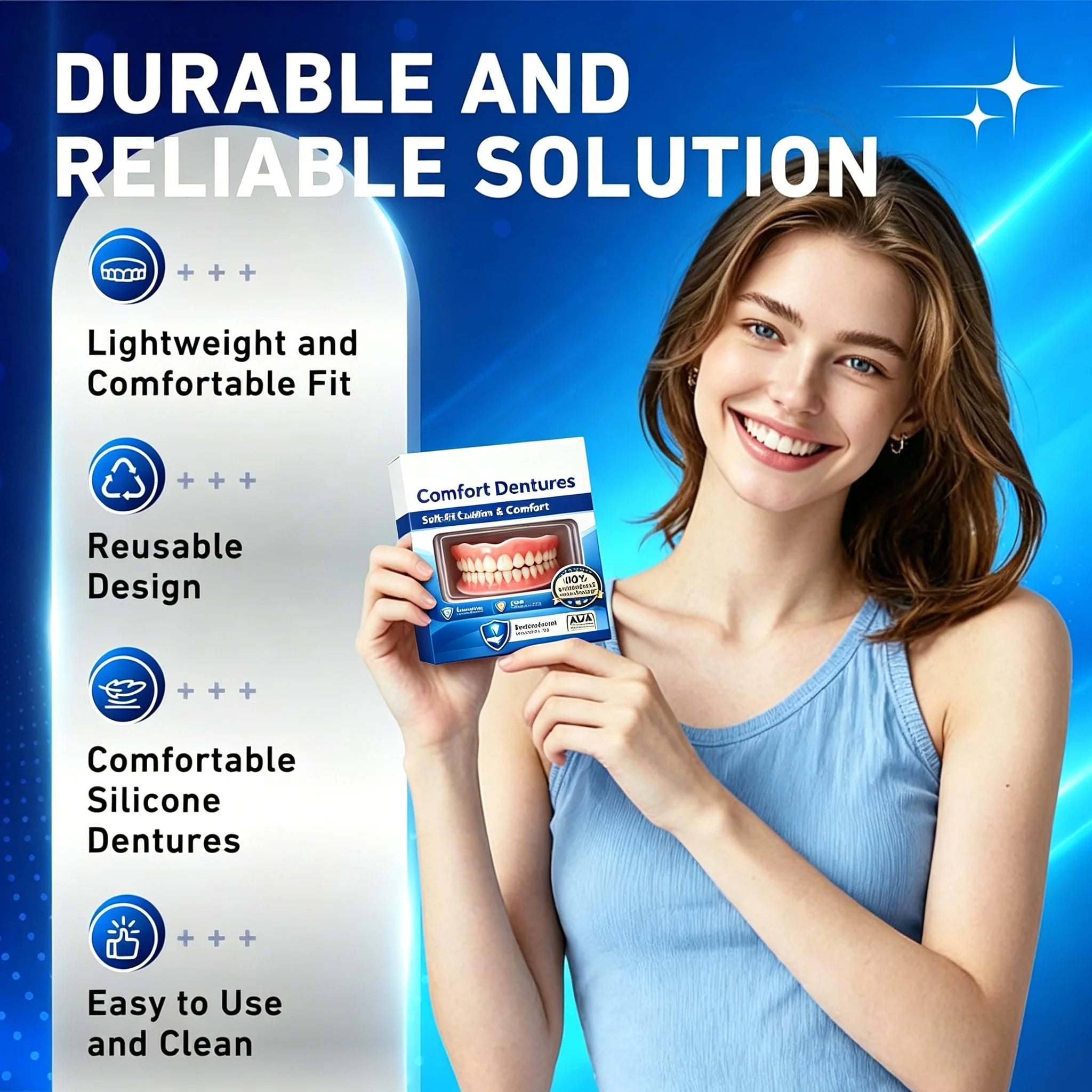 Natural Dentures Silicone Fake Teeth Comfortable Fit for Instant Confidence Smile - 5