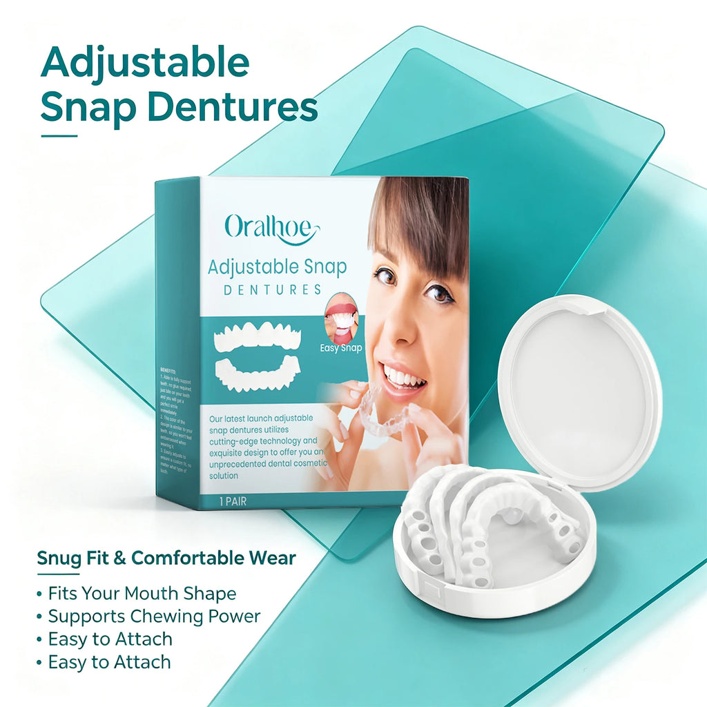 Adjustable Snap Dentures Fake Teeth Cosmetic Veneers Secure Fit for Dental Repair and Daily Smile