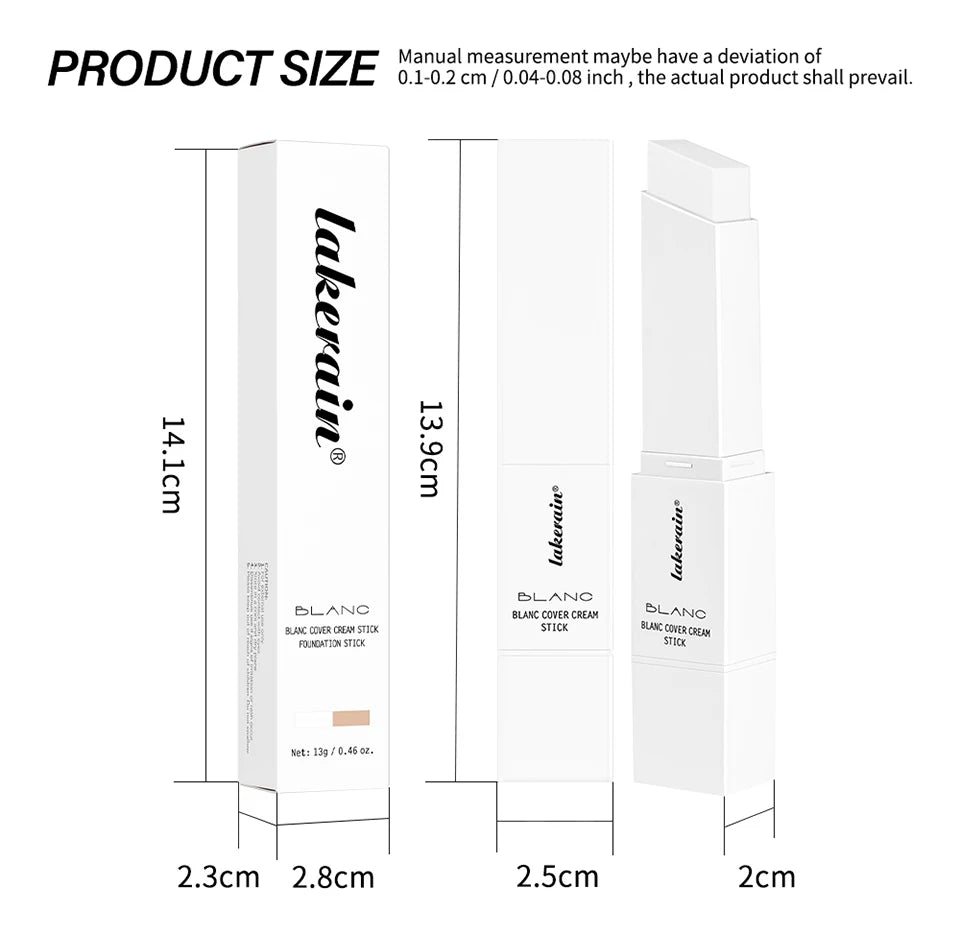 Blanc Cover Cream Stick Waterproof Foundation with Built-in Brush for Daily Natural Makeup