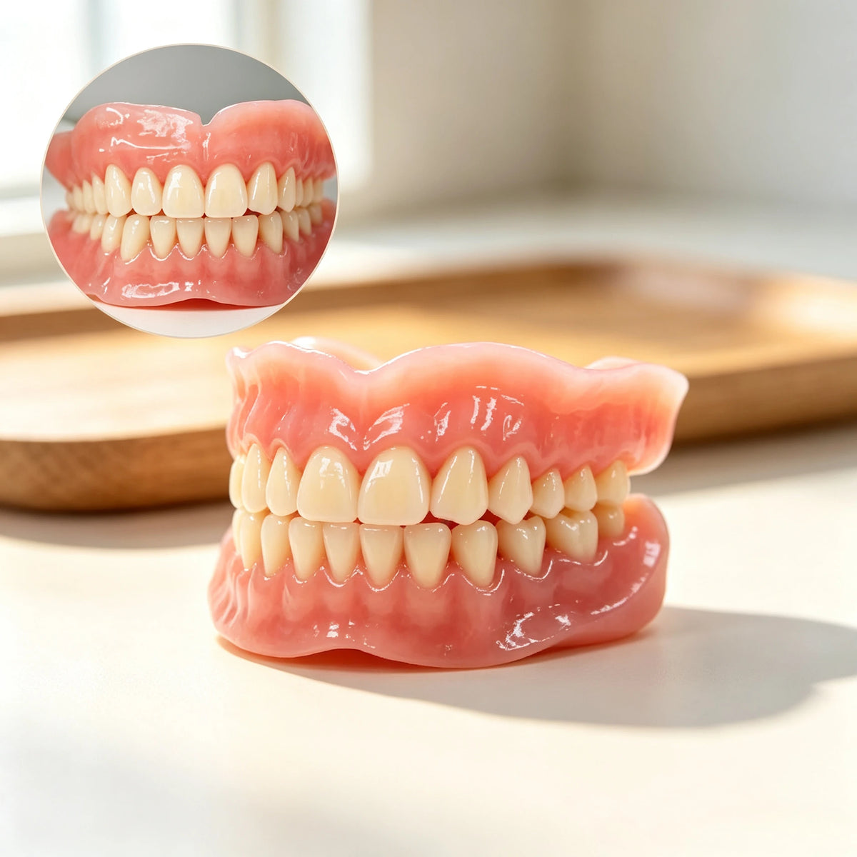 Full Denture Set Realistic Temporary False Teeth for Natural Comfortable Smile