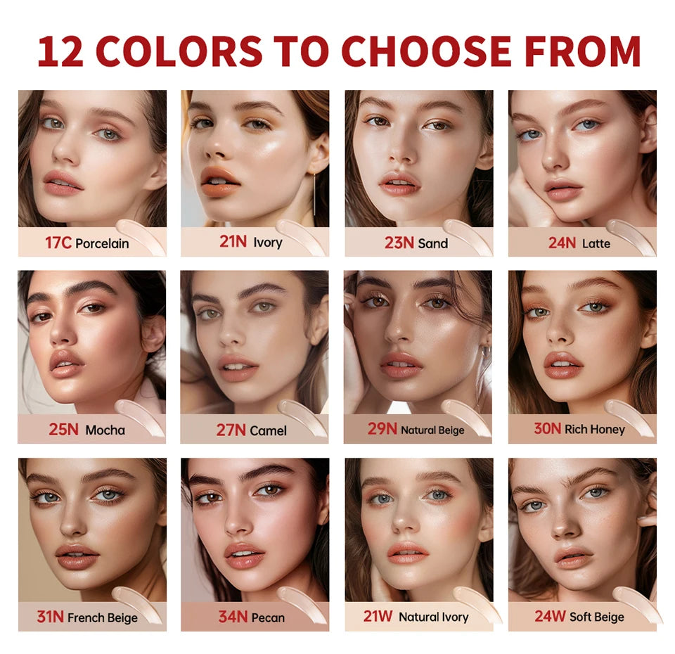Air Cushion Foundation BB CC Cream Full Coverage Makeup for Flawless Matte Face Finish Daily Use - 8