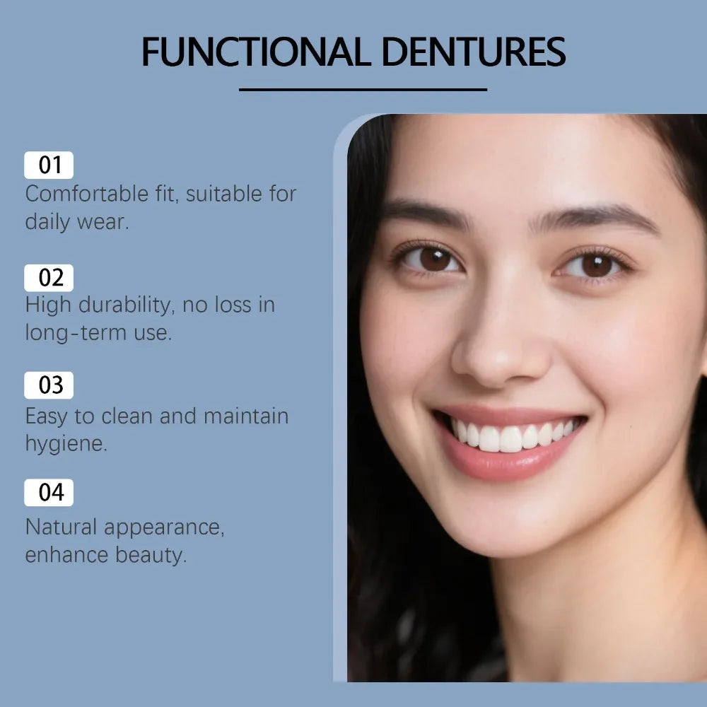 Silicone Dentures False Teeth Cosmetic Smile Veneers for Daily Oral Comfort and Confidence Use