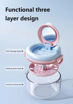 Denture Cleaning Case Dental Appliance Bath Box with Rotary Tray for Daily Hygiene Travel Storage