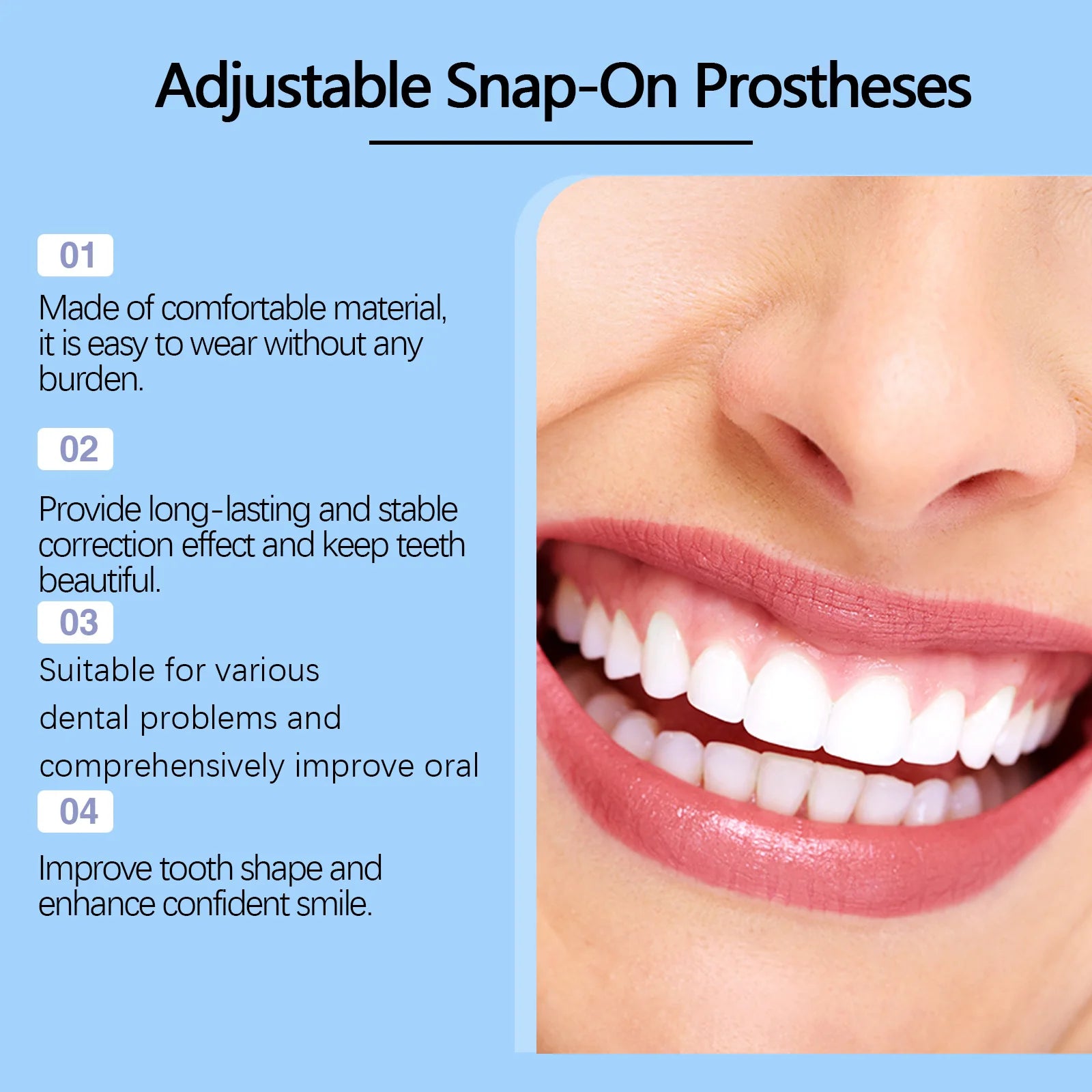 Adjustable Snap On Dentures Fake Teeth Smile Veneers for Daily Use and Instant Confident Beauty - 10