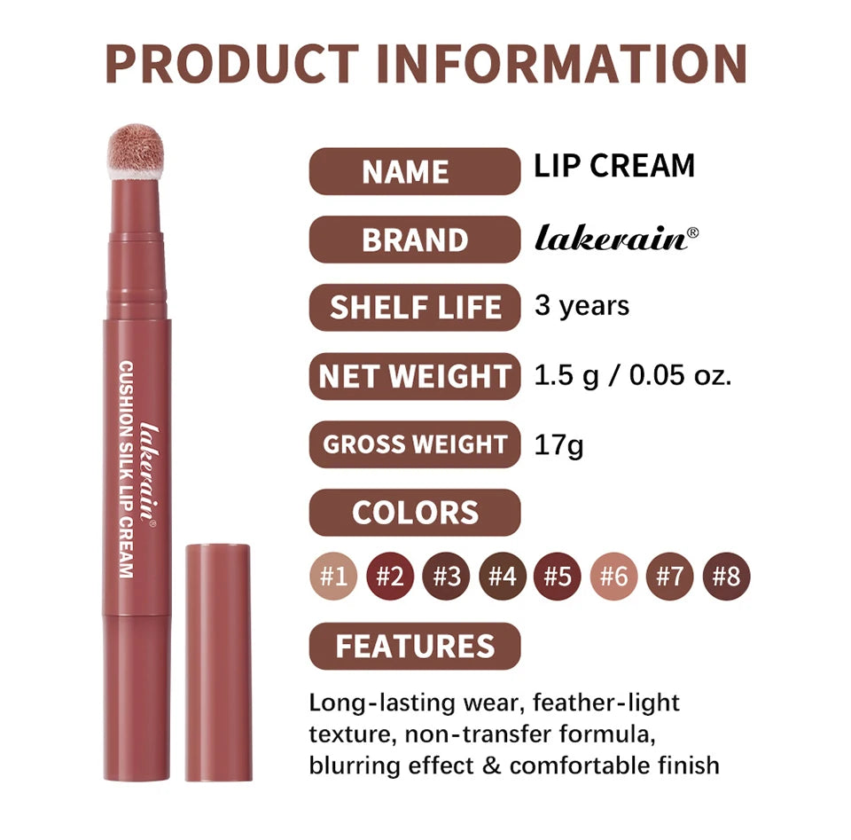 Air Cushion Lip Cream Tinted Blush Dual Action Matte Finish for Daily Makeup Routine - 19