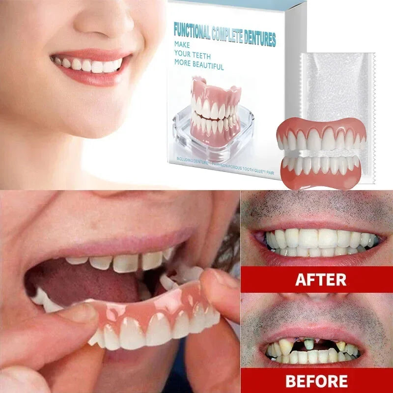 Instant Smile Veneers Fake Teeth Dentures Natural Cosmetic Teeth for Men Women Daily Use - 1