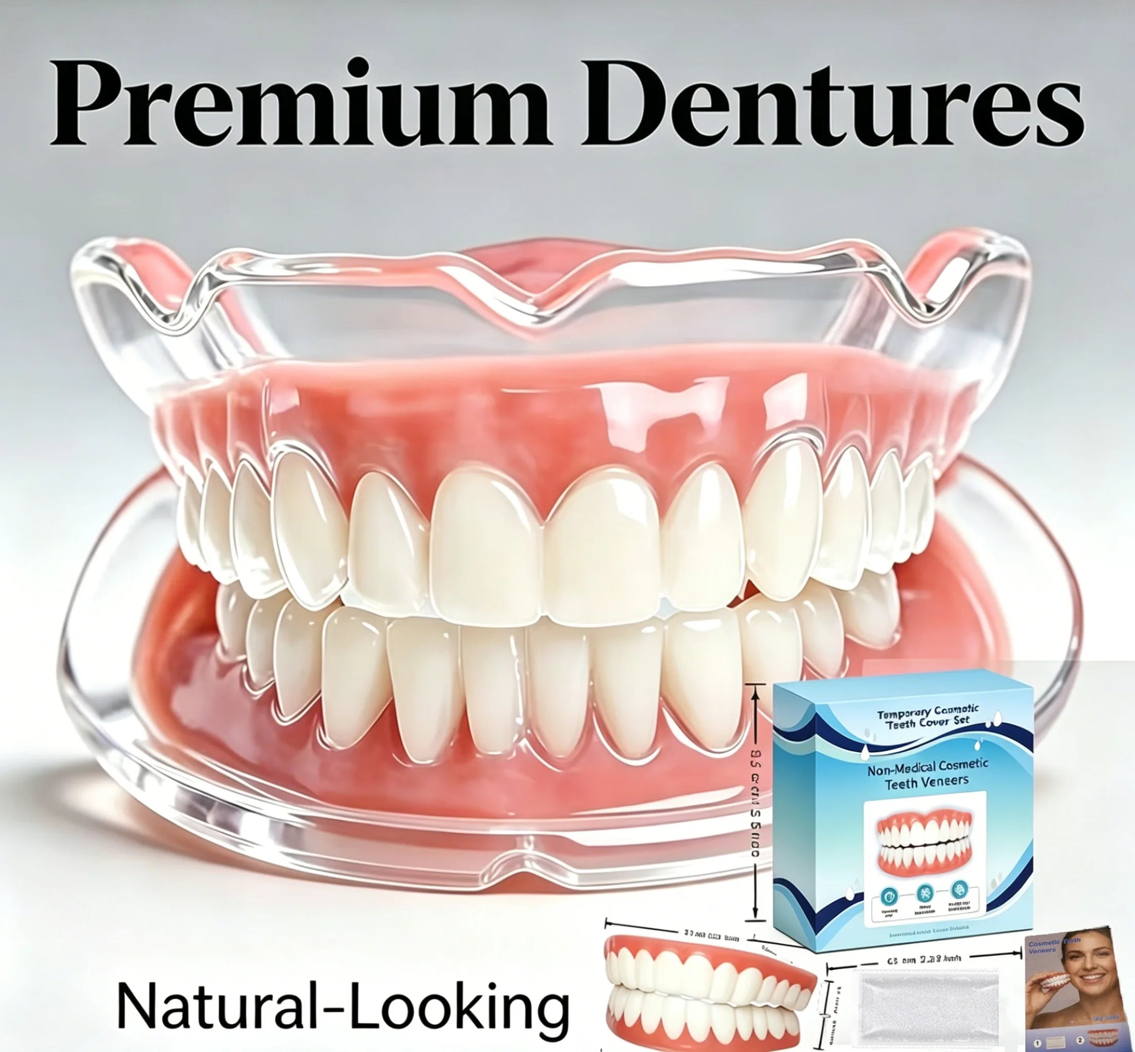 Adjustable Silicone Denture Kit Temporary Cosmetic Teeth Veneers for Natural Smile Comfort Fit - 2