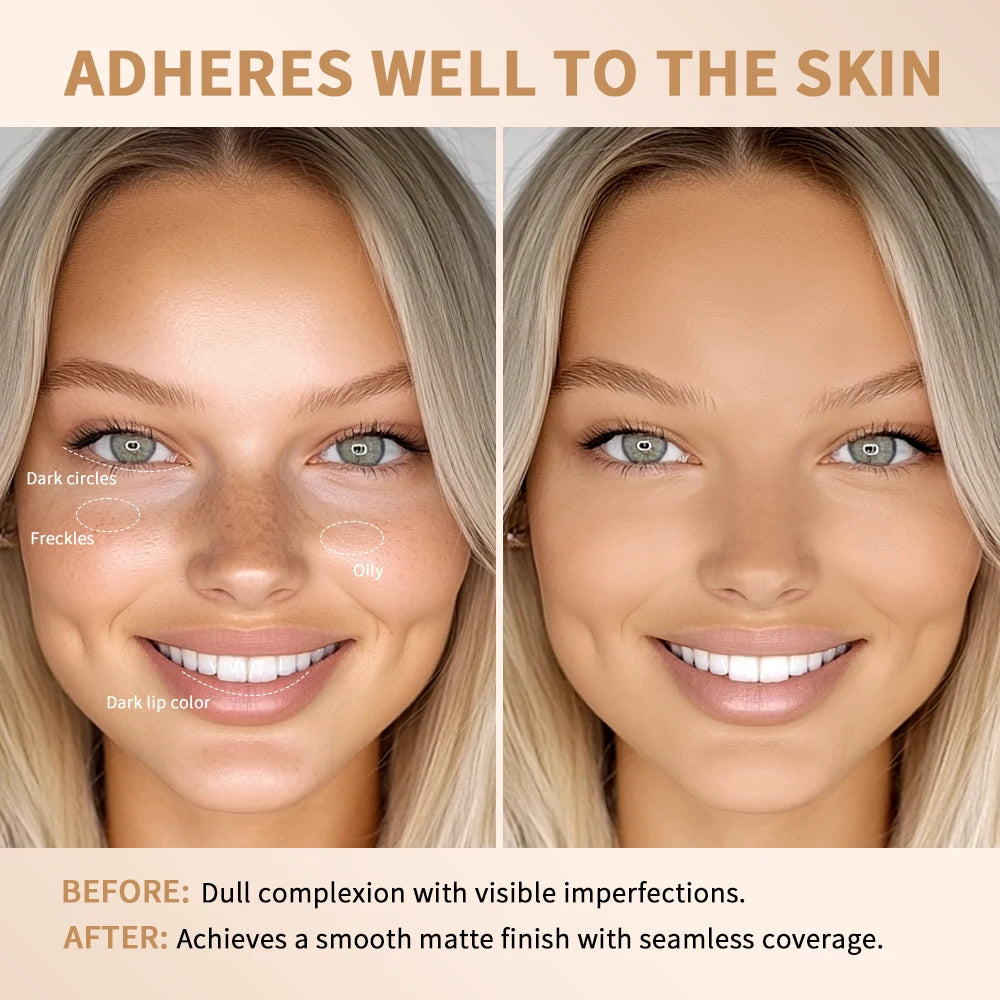 Matte Foundation Stick Face Concealer Makeup with Brush for Flawless Finish