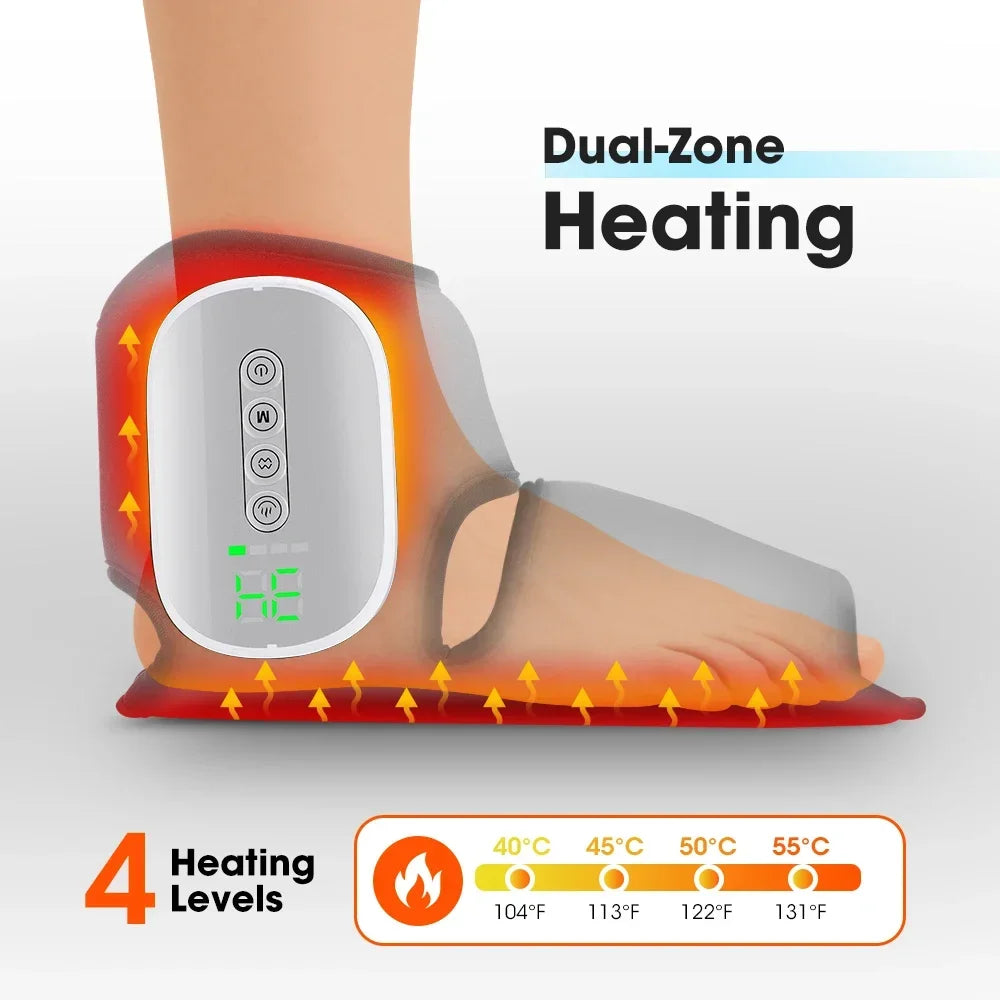 Cordless Foot Ankle Massager Heated Air Compression Wrap for Relaxation Pain Relief Home Use