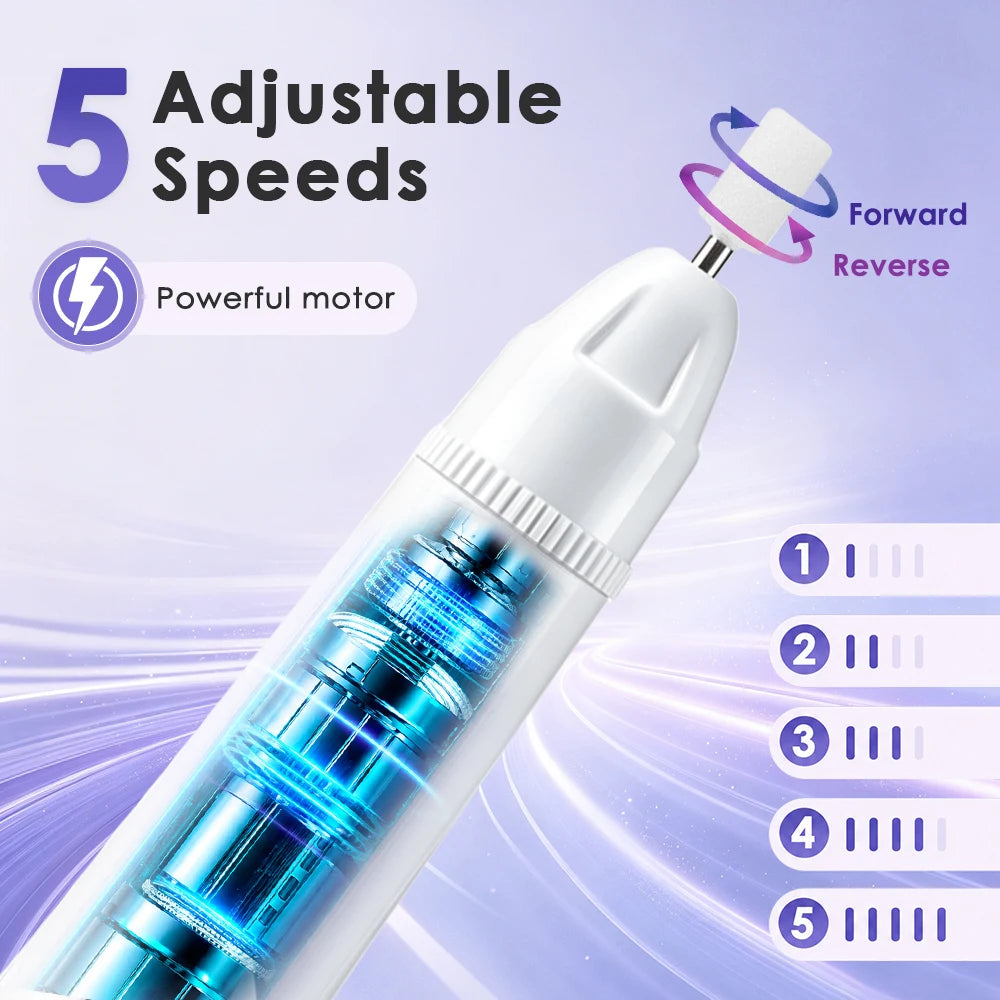 Electric Nail Drill and UV Lamp Manicure Tool Cordless File for Home Salon Nail Care Use - 2