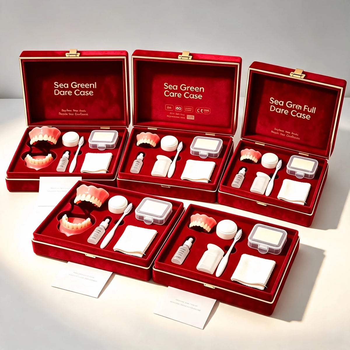 Full Mouth Denture Set Replacement False Teeth Kit with Travel Storage for Daily Oral Hygiene