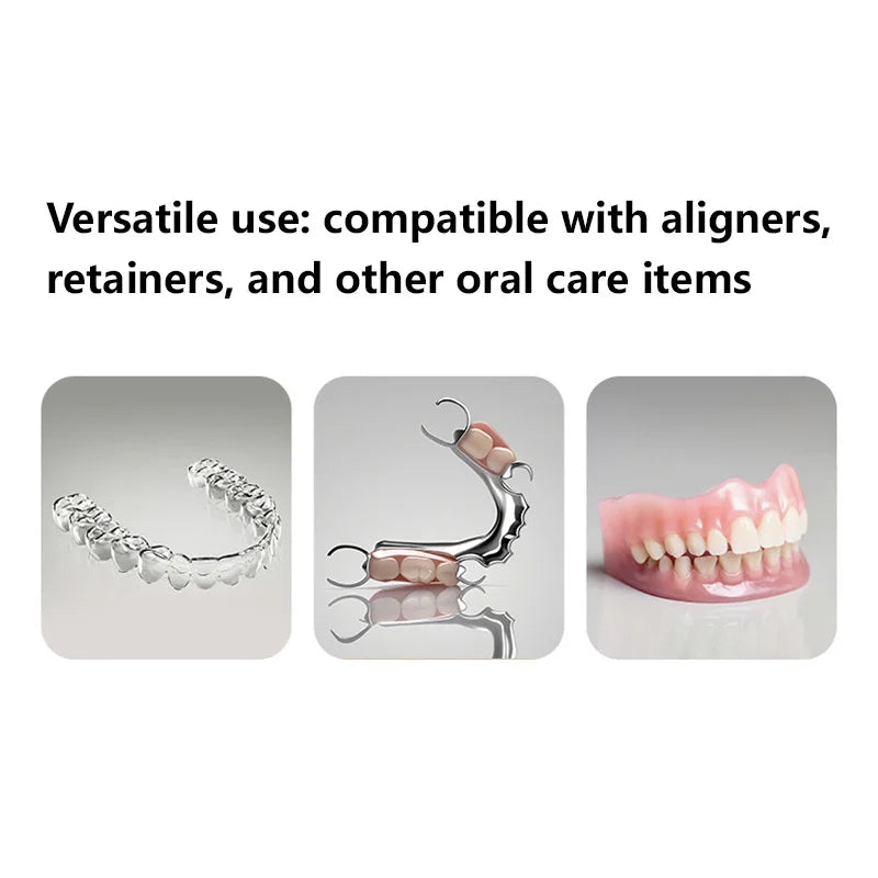 Denture Cleaning Case Dental Appliance Bath Box with Rotary Tray for Daily Hygiene Travel Storage