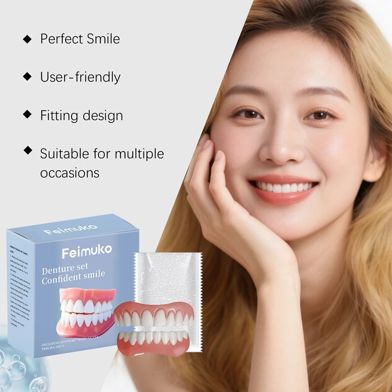 Temporary Dentures Realistic Fake Teeth Cosmetic Smile Cover for Missing Broken Teeth Comfort