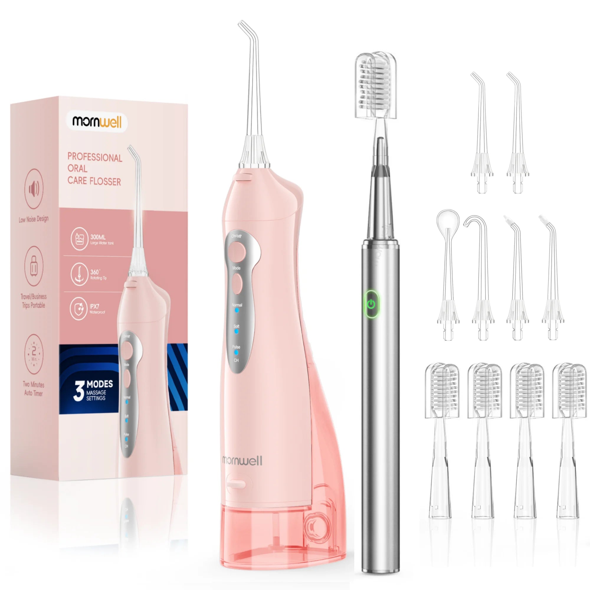 Water Flosser and Electric Toothbrush Combo Oral Irrigator Set for Daily Teeth Cleaning and Care - 24