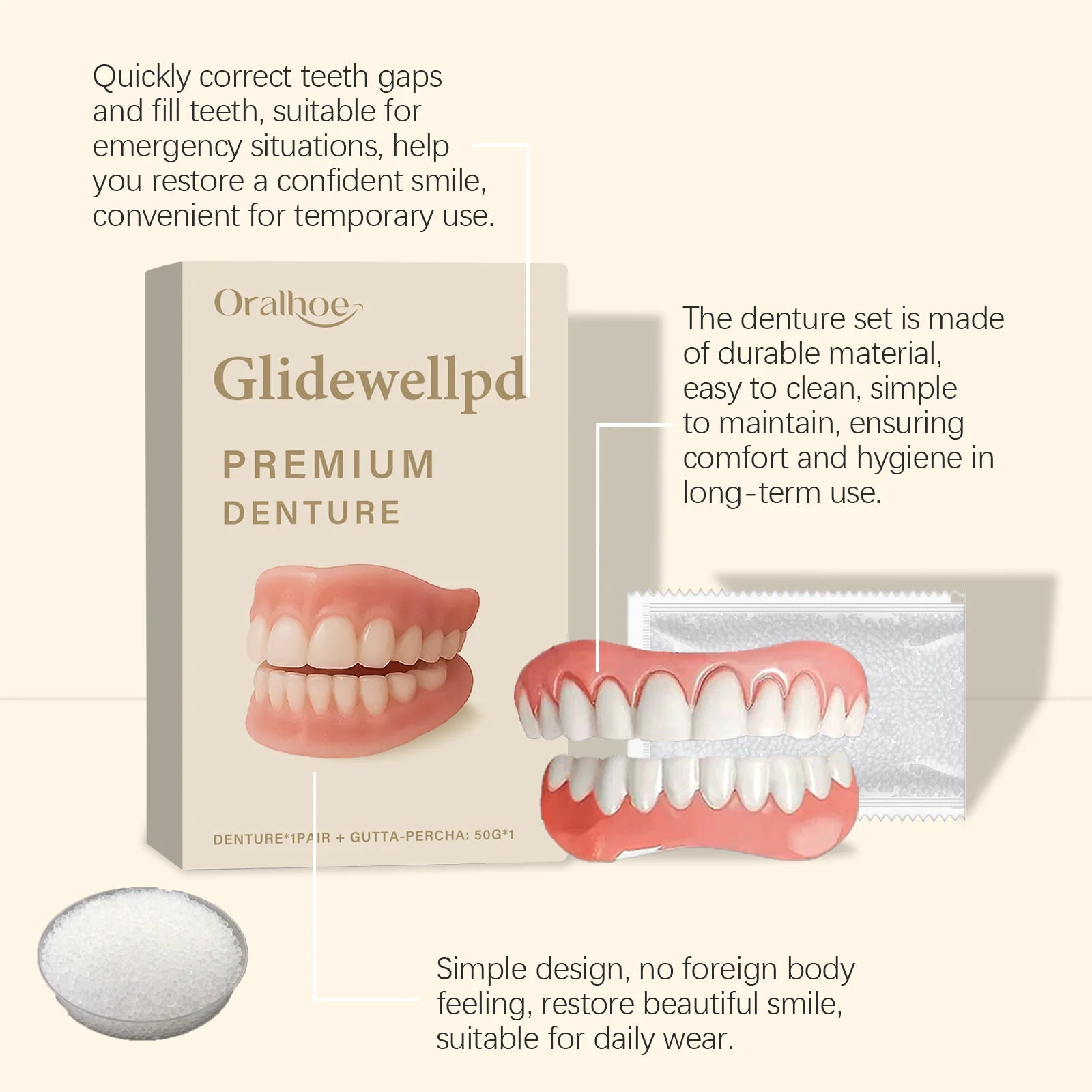 Silicone False Teeth Dentures Temporary Veneers for Missing Broken Teeth - 12