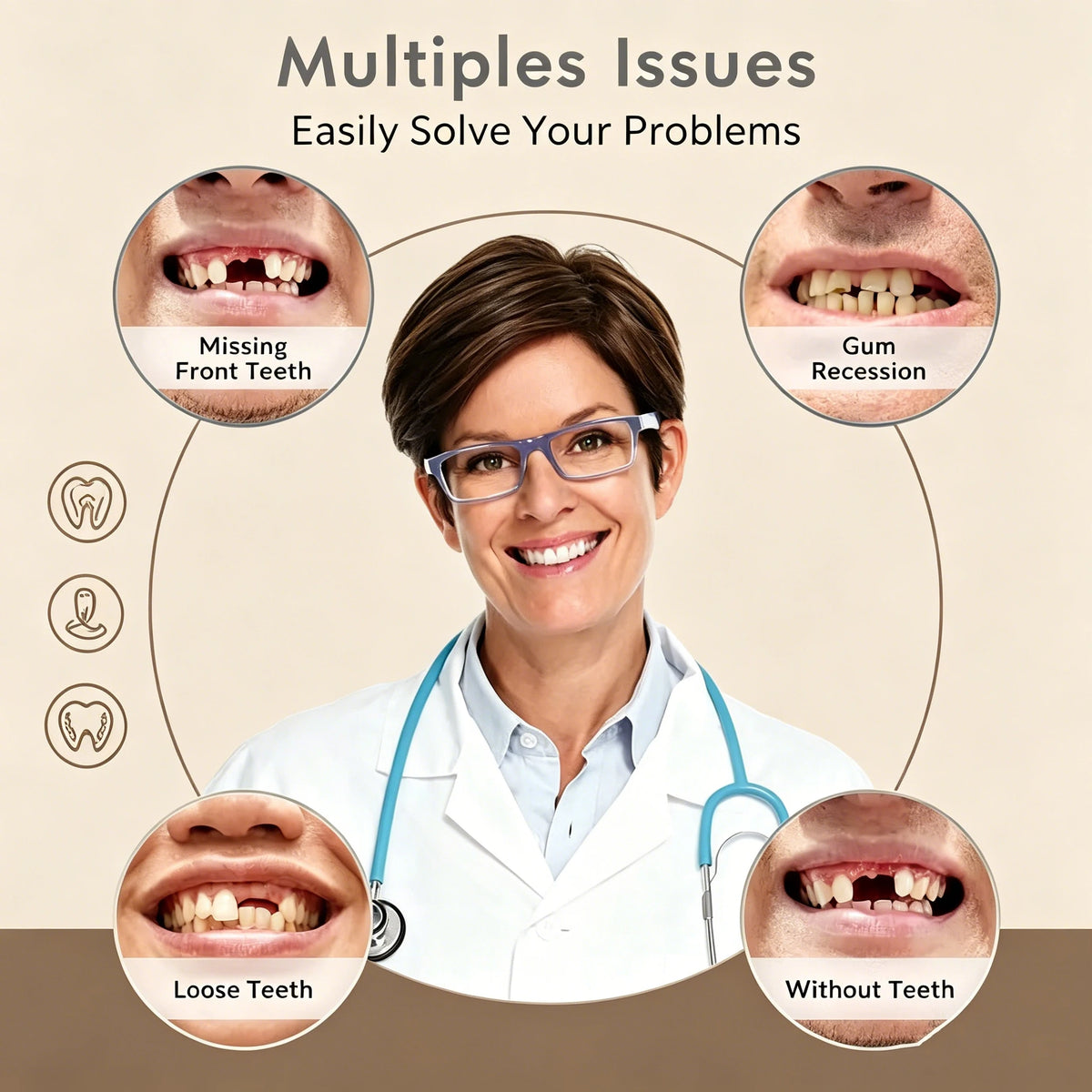 Soft Silicone Dentures False Teeth Cosmetic Veneers for Natural Looking Bright Smile