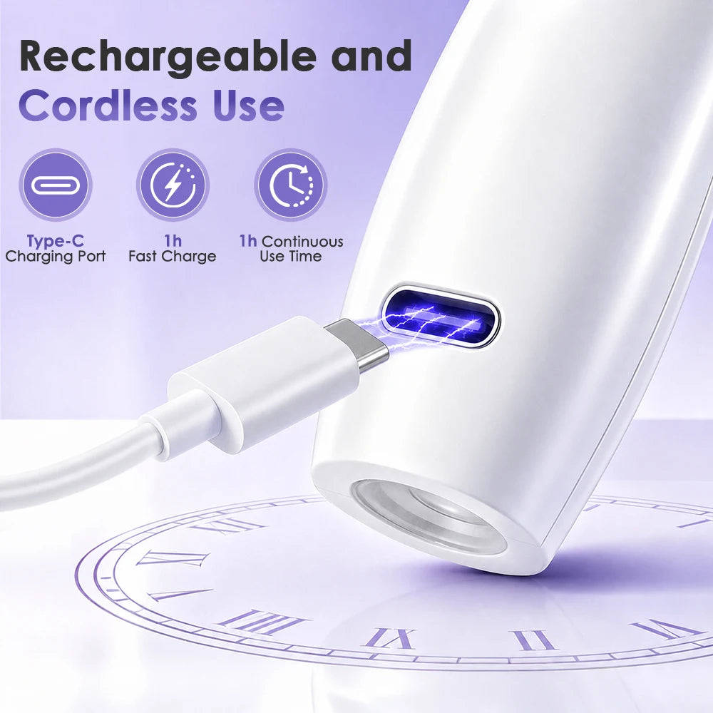 Electric Nail Drill and UV Lamp Manicure Tool Cordless File for Home Salon Nail Care Use