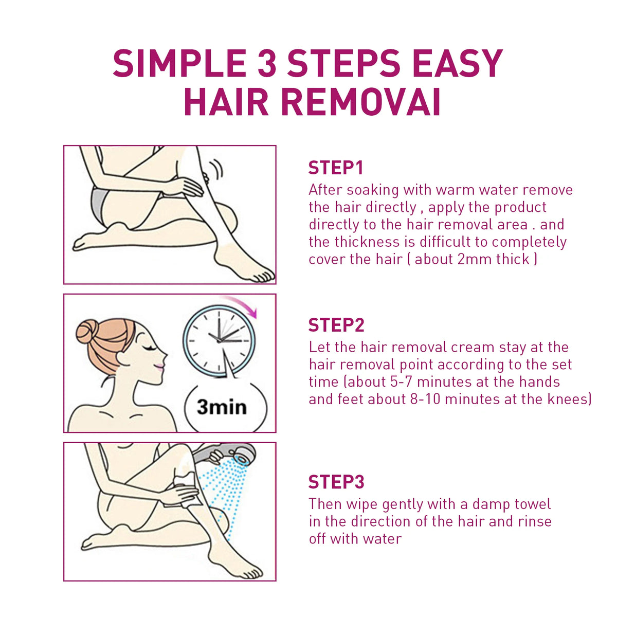 Hair Removal Cream Painless Depilatory Lotion for Smooth Skin Body Grooming
