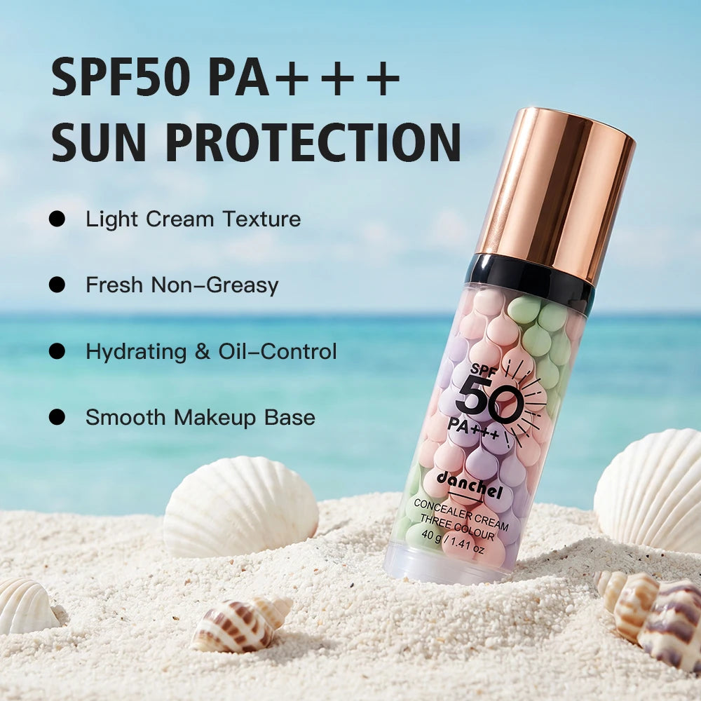 3-in-1 Color Correcting Primer SPF 50 Makeup Base for Radiant Even Skin Tone and Sun Protection