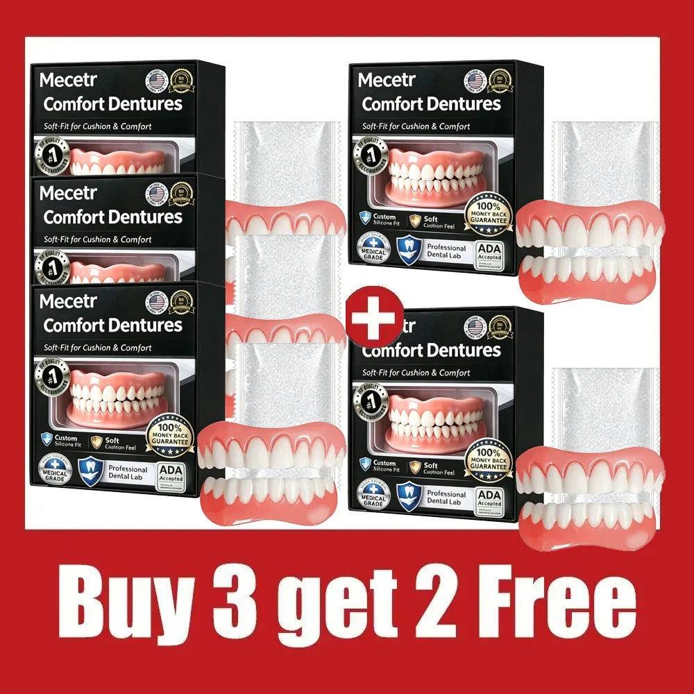 Adjustable Full Mouth Dentures Fake Teeth Cosmetic Veneer for Comfort Fit Adults and Elderly - 9