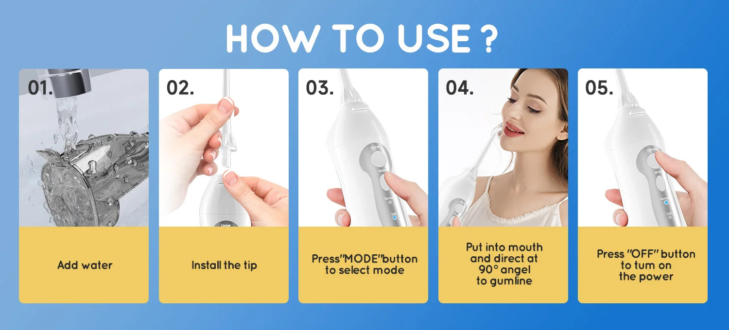 Portable Cordless Water Flosser Oral Irrigator Rechargeable Jet for Travel - 12