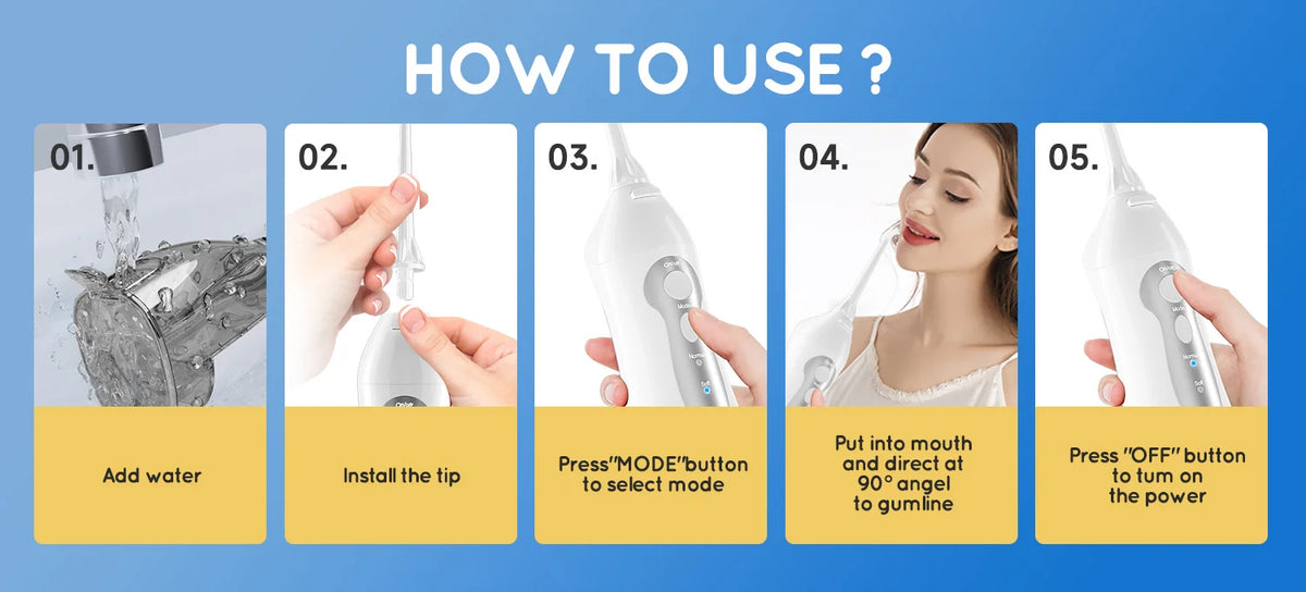 Portable Cordless Water Flosser Oral Irrigator Rechargeable Jet for Travel