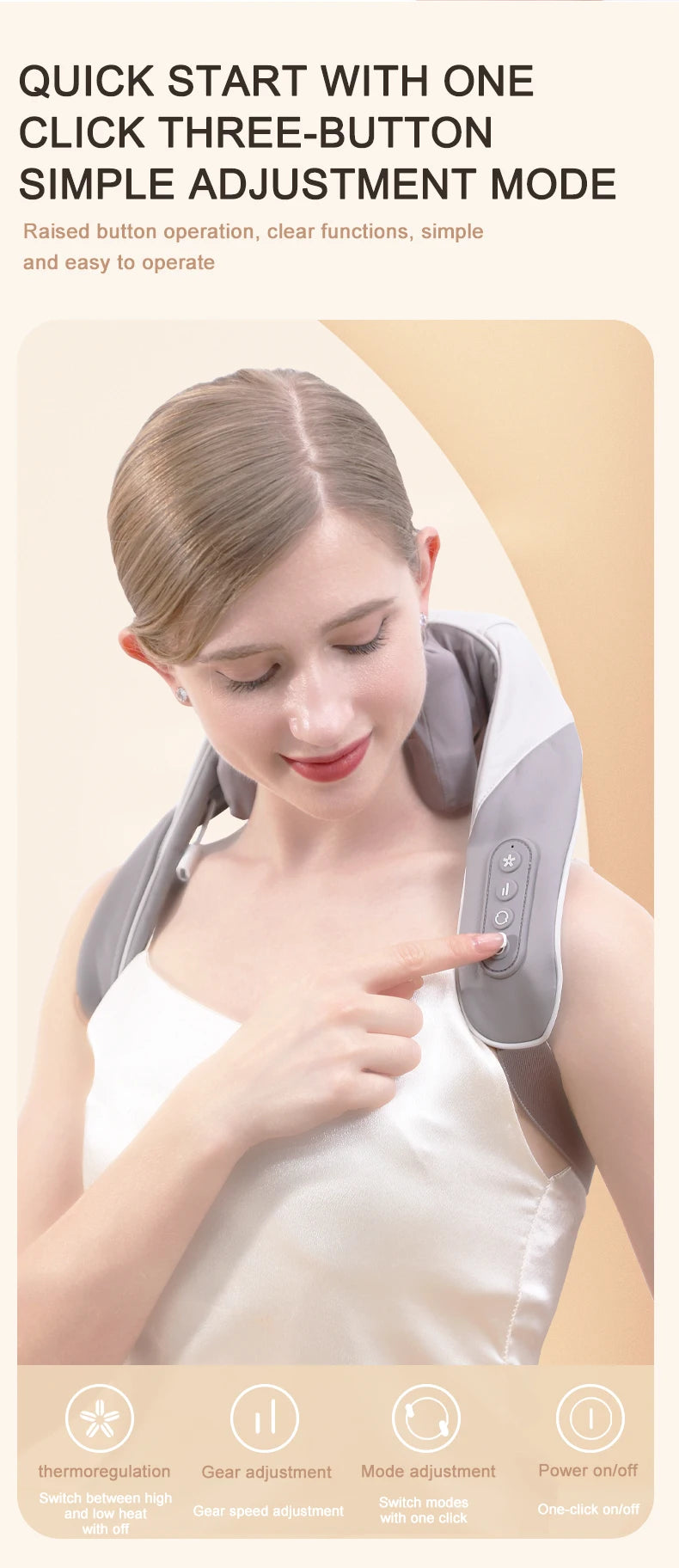 Wireless Neck Shoulder Massager Deep Tissue Kneading Pillow for Pain Relief and Home Relaxing