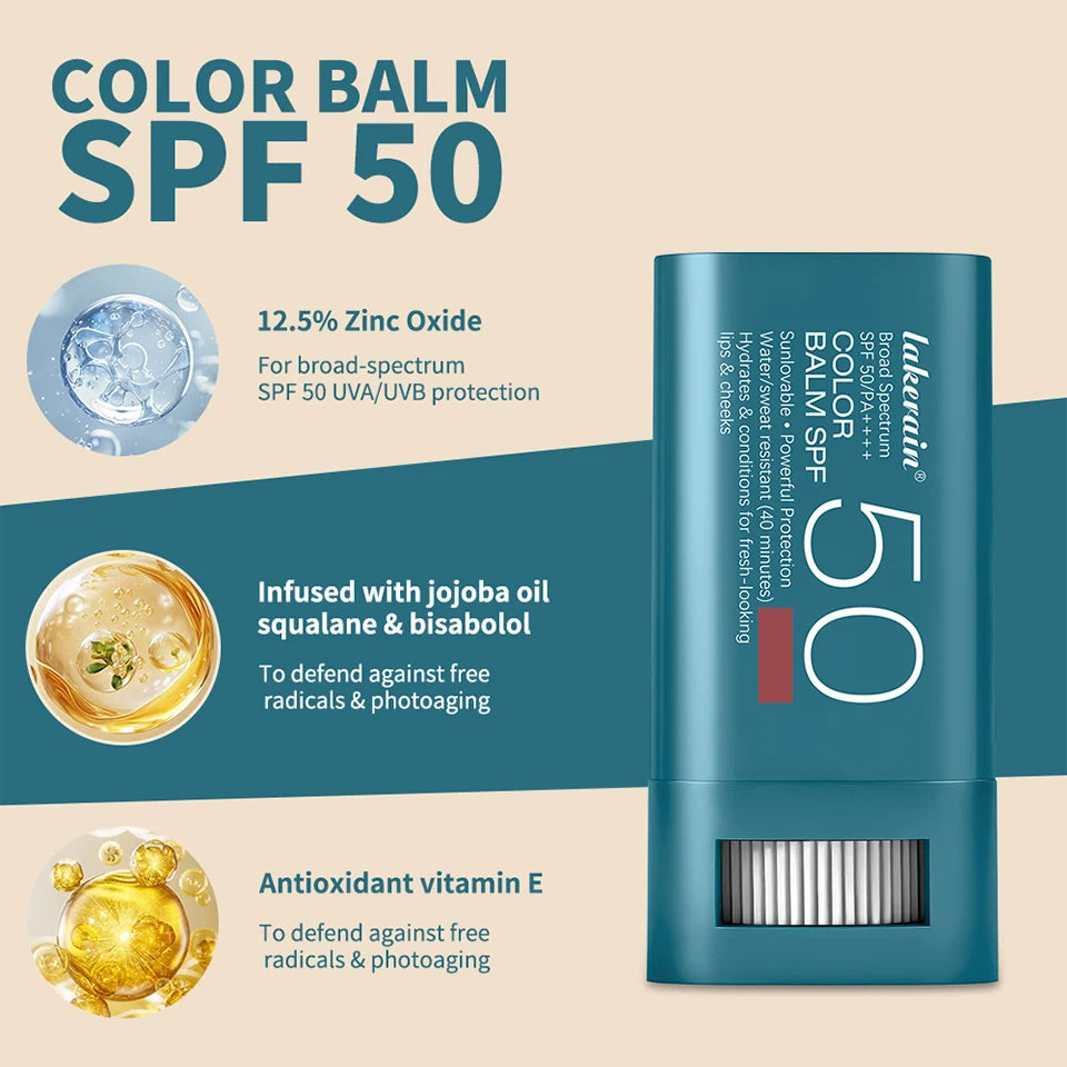 Sunscreen Blush Stick Tinted SPF 50 Cream Face Makeup for Glowing Cheeks