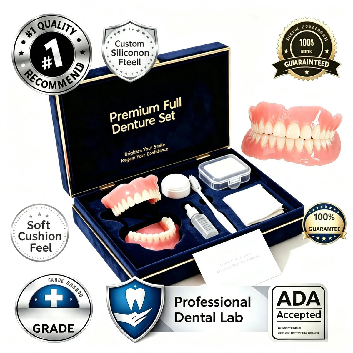 Full Mouth False Teeth Set Cosmetic Denture Kit for Instant Smile Enhancement