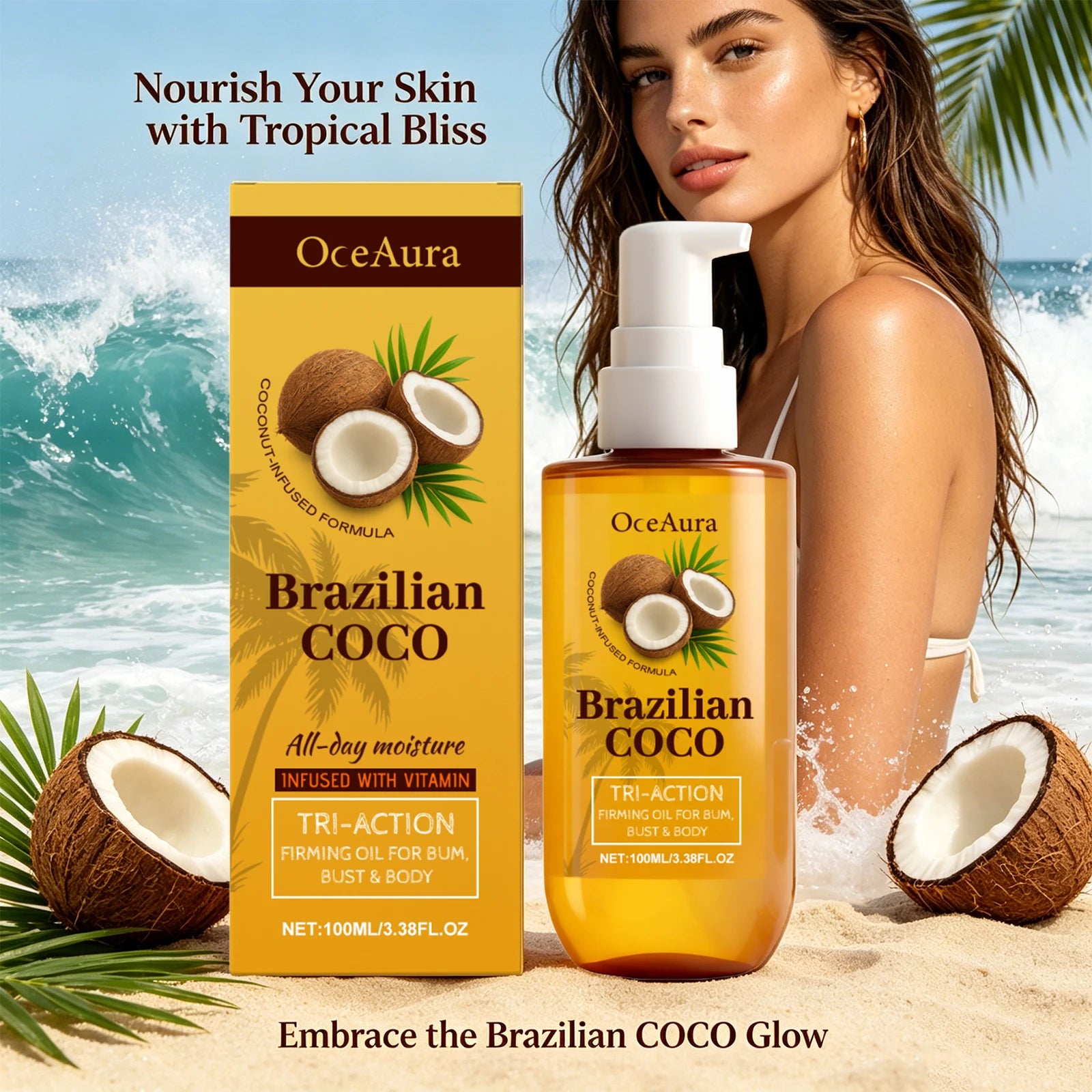 Coconut Firming Oil Skin Tightening Moisturizer for Body Hydration and Elasticity Recovery - 4
