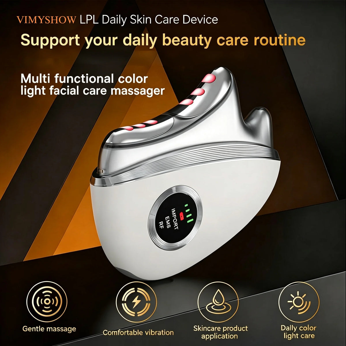 3 in 1 LED Facial Massager Microcurrent Face Lifting Wand for Daily Skincare Routine