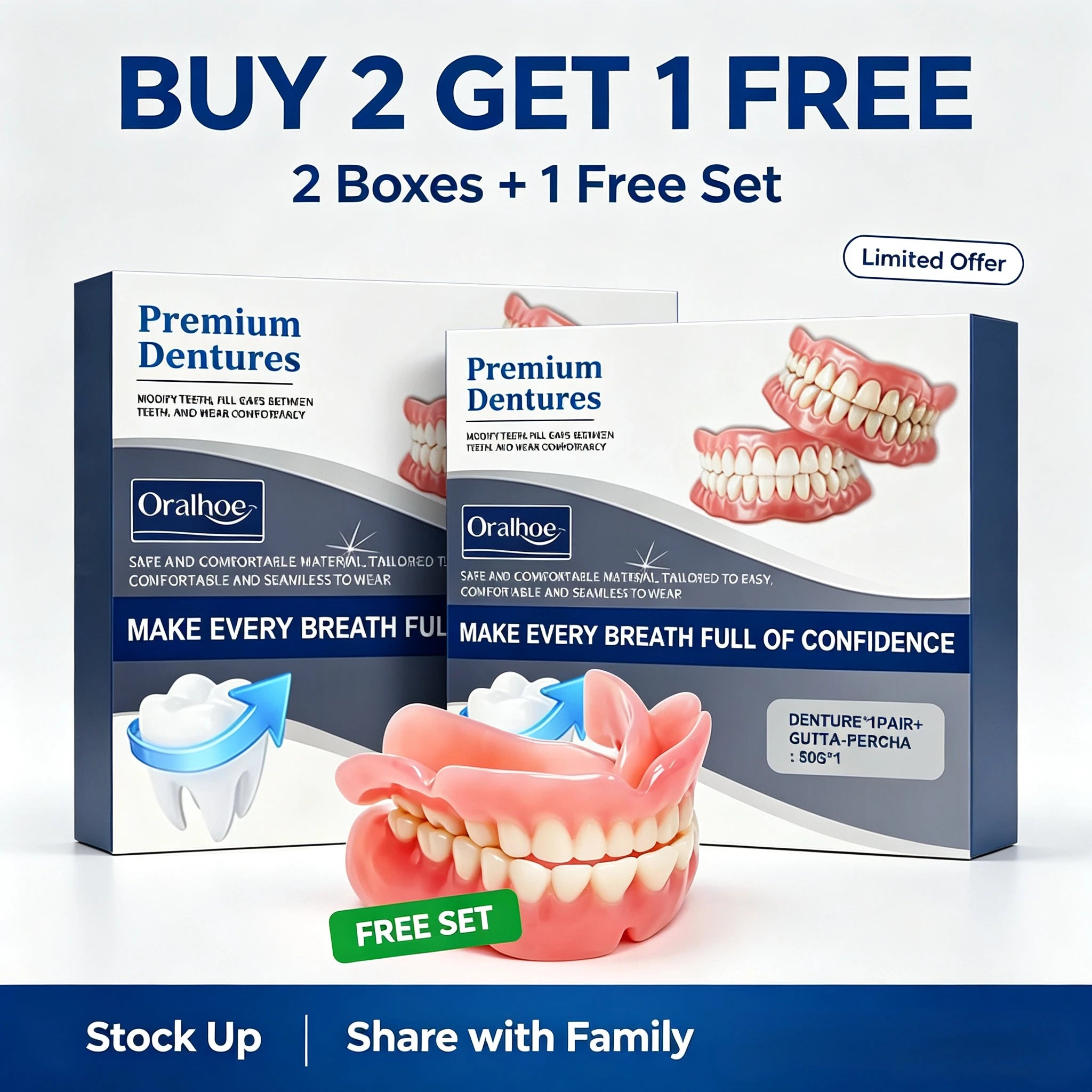 Snap On Dentures Cosmetic Teeth Veneers Natural Smile Fit for Men and Women - 8