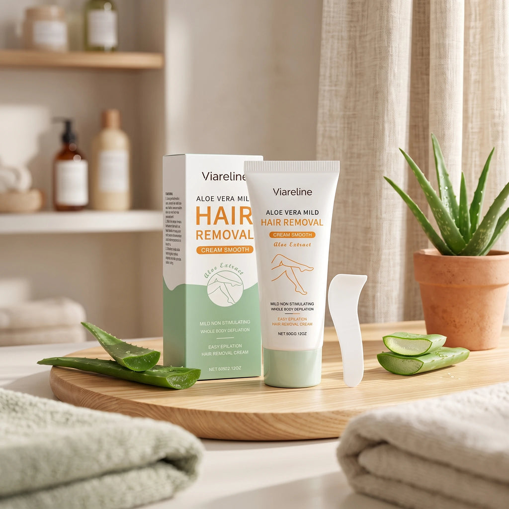 Aloe Vera Hair Removal Cream Painless Depilatory Lotion for Smooth Legs Underarms and Body