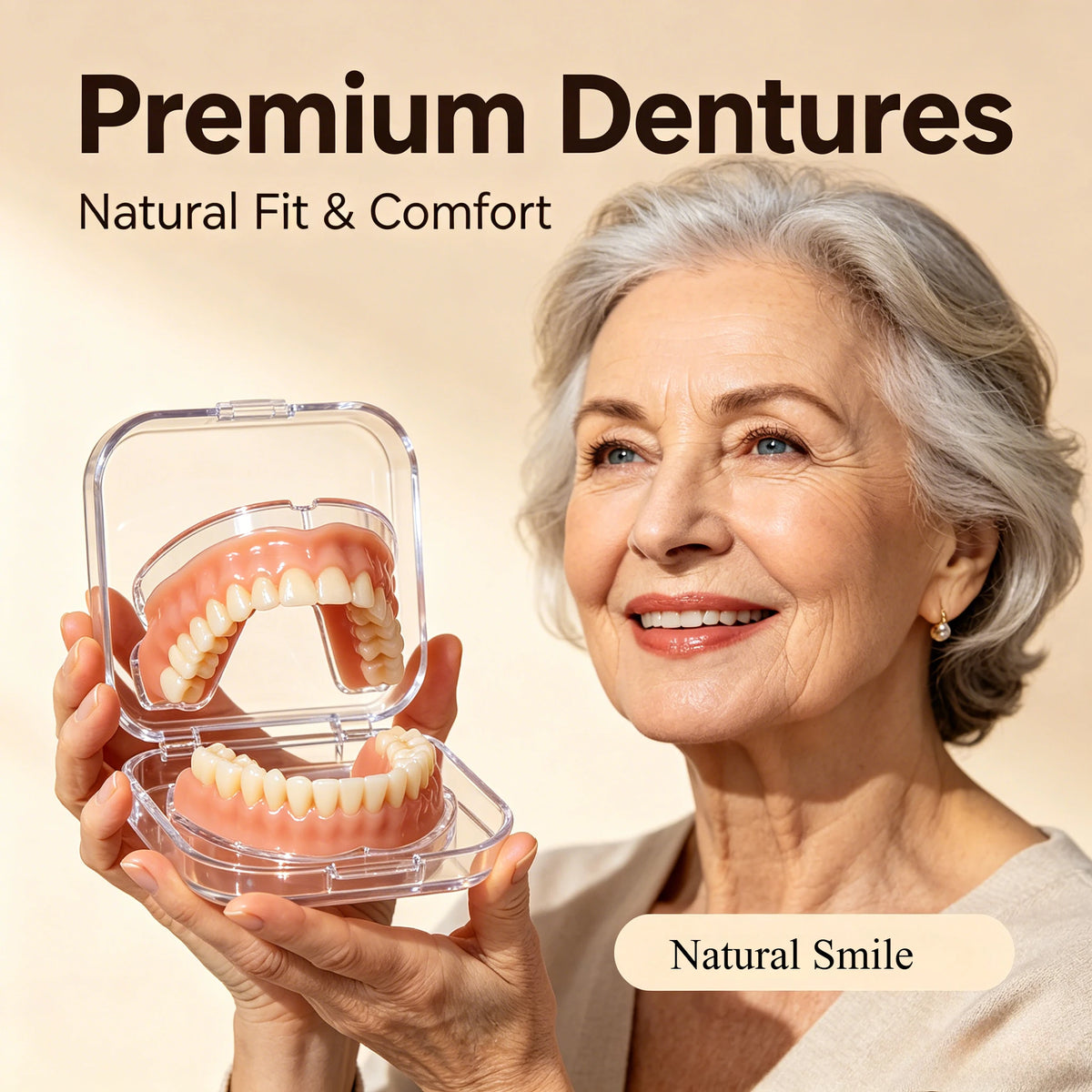 Flexible Silicone Dentures Realistic Fake Teeth Kit for Natural Smile and Comfort Fit