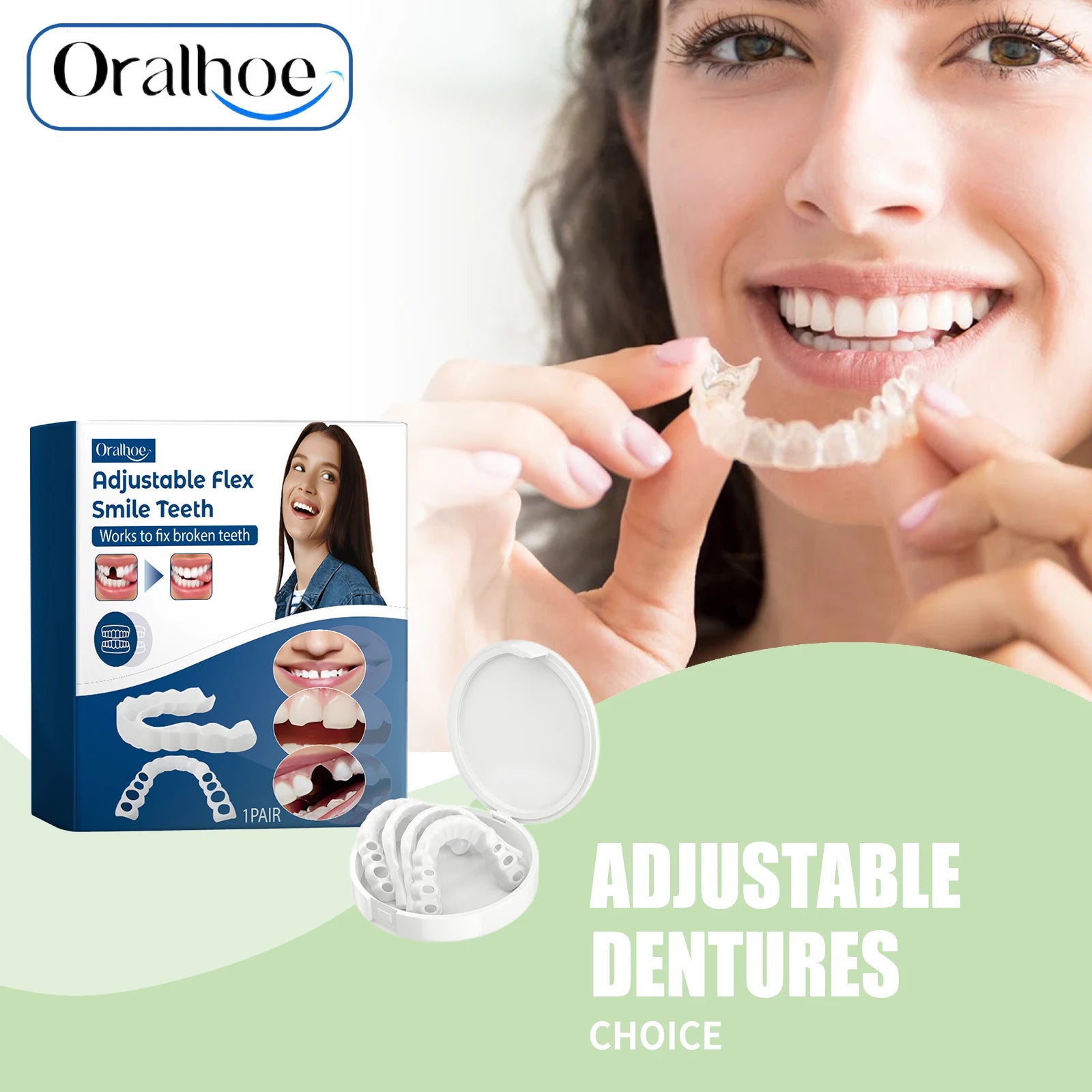 Adjustable Snap On Dentures False Teeth Cosmetic Veneers for Smile Correction - 1