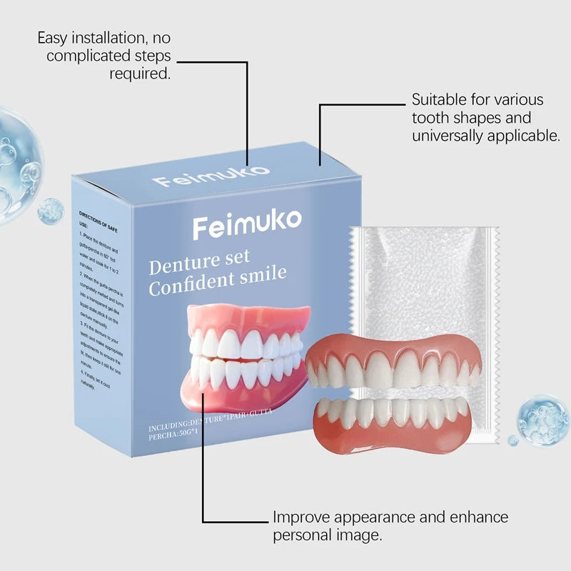 Temporary Dentures Realistic Fake Teeth Cosmetic Smile Cover for Missing Broken Teeth Comfort