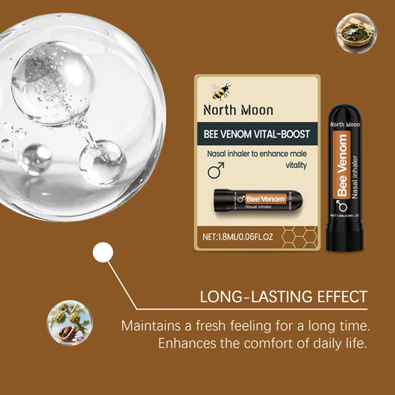 Nasal Inhaler Bee Venom Stick Vitality Booster for Daily Men Health Support