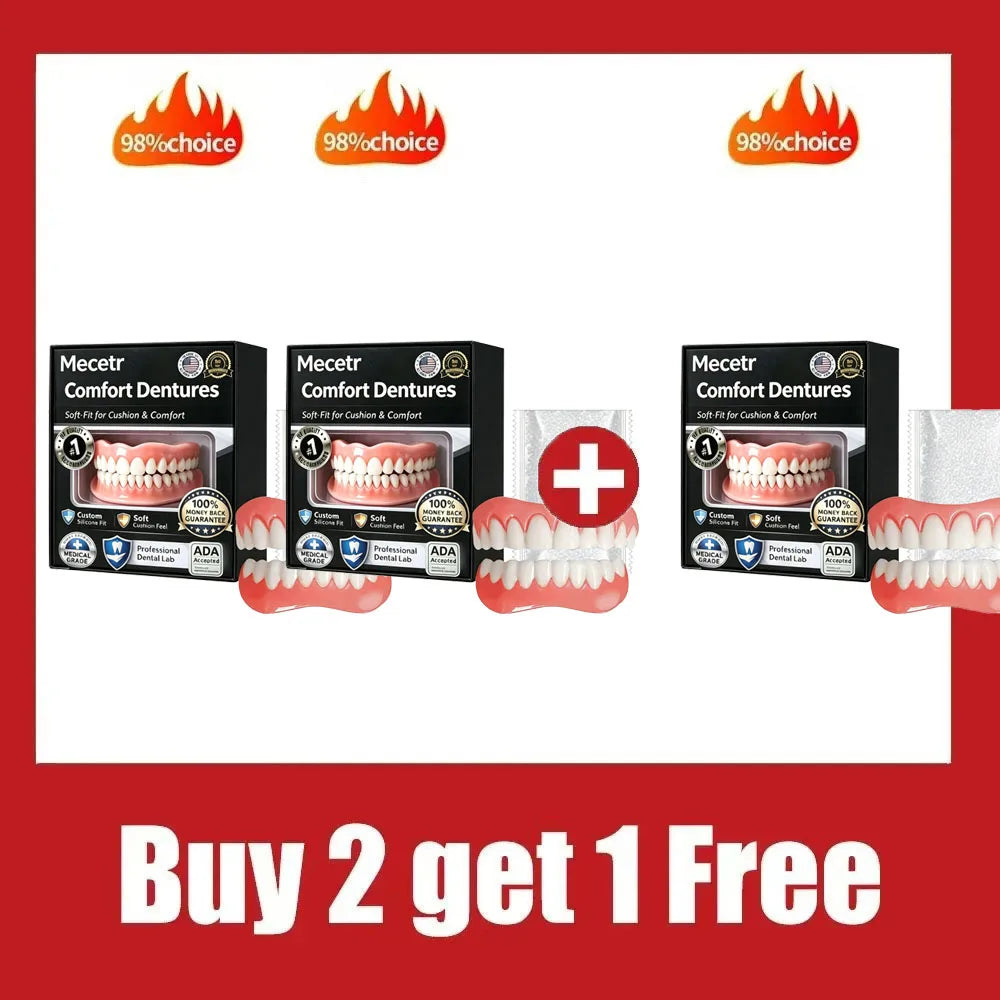 Adjustable Full Mouth Dentures Fake Teeth Cosmetic Veneer for Comfort Fit Adults and Elderly - 10