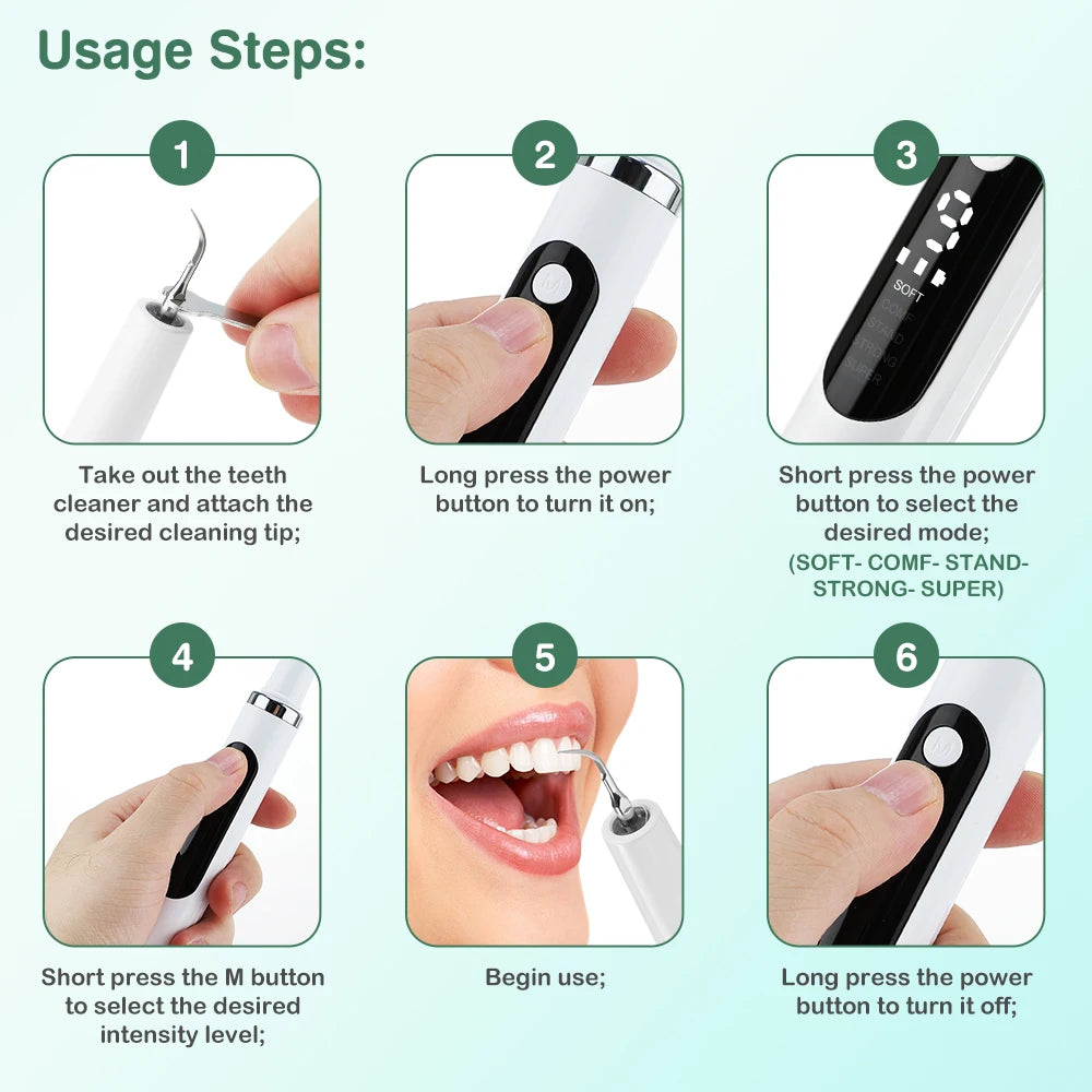 Ultrasonic Dental Scaler Teeth Tartar Remover Electric Plaque Cleaner for Home Oral Hygiene
