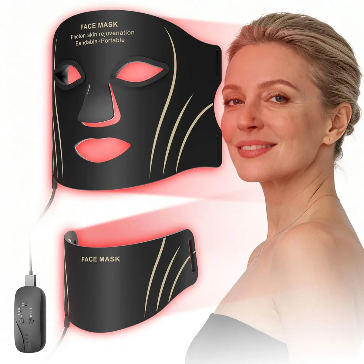 LED Face Neck Mask Silicone Light Therapy Device for Skin Rejuvenation and Anti Wrinkle Care